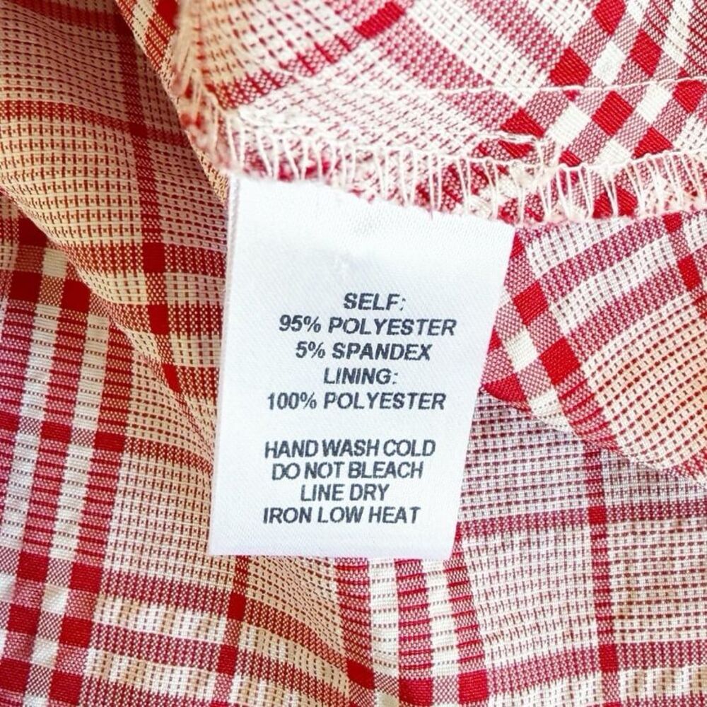 Lulus Red Plaid Peplum Top XS Cottagecore Puff Sleeve Milkmaid Coquette Blouse - Picture 8 of 11